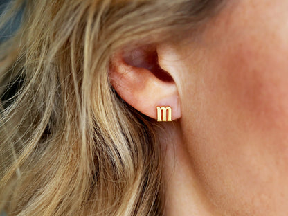 Lowercase Initial Earrings | Silver, Gold