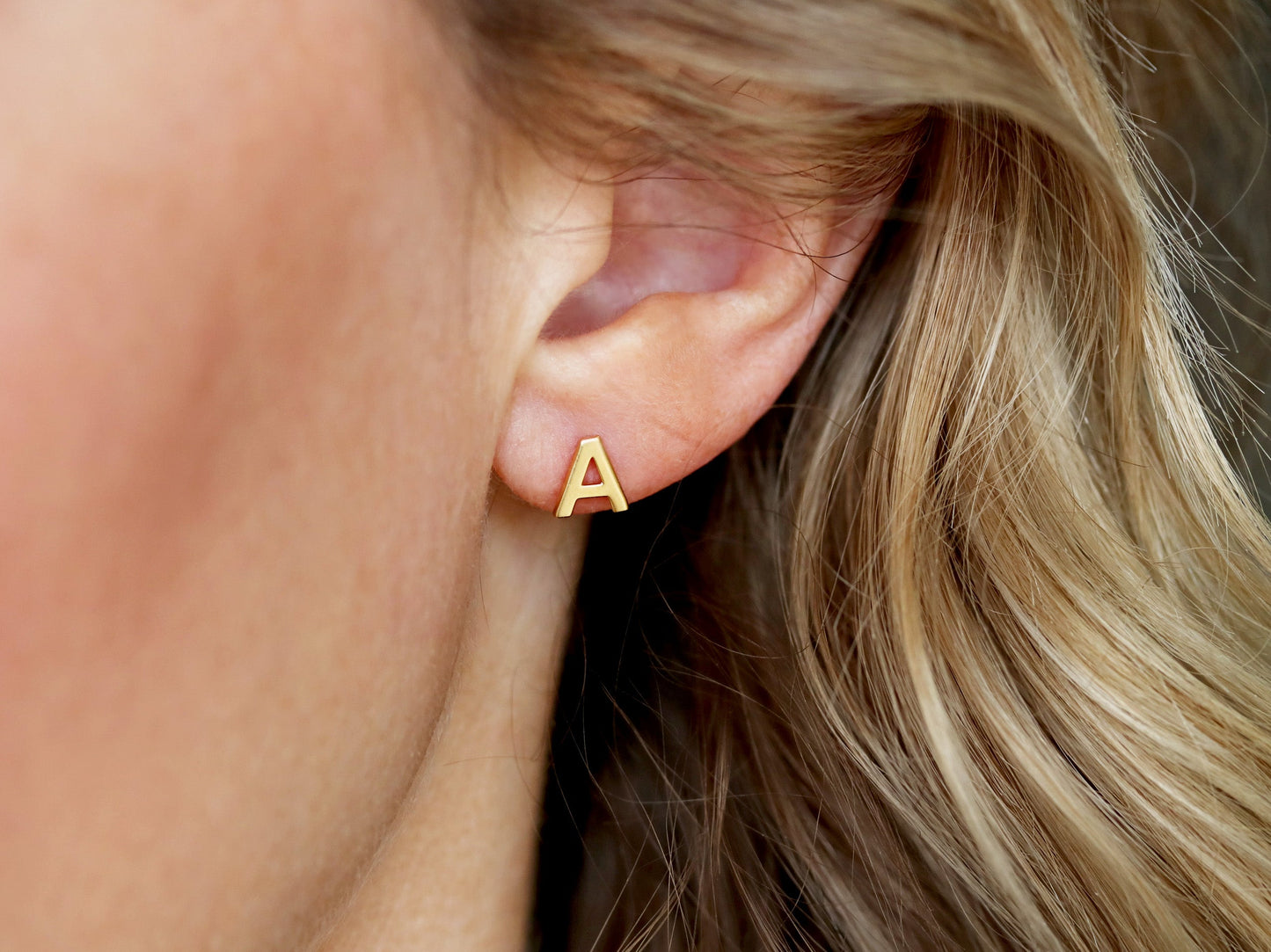 Uppercase Initial Earrings | Silver, Gold