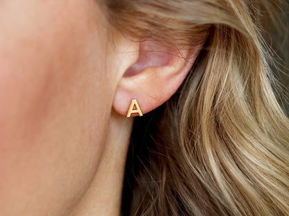 Uppercase Initial Earrings | Silver, Gold