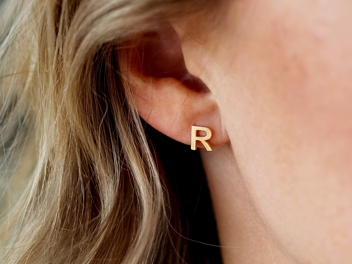 Uppercase Initial Earrings | Silver, Gold