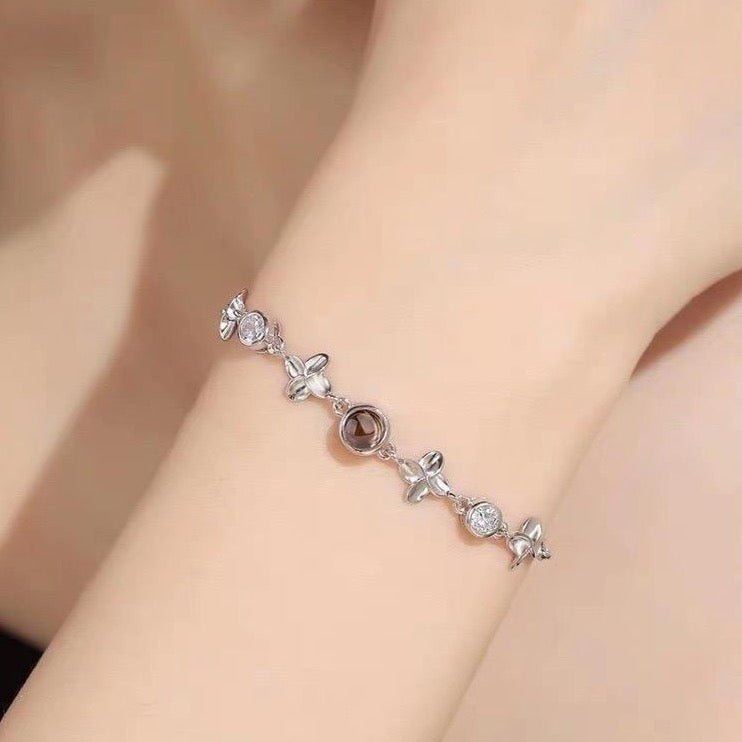 Hidden Photo Bracelet Clover Projection Bracelet Sterling Silver