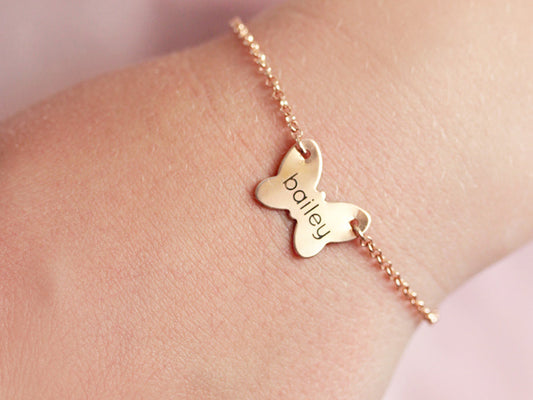 Children's Engraved Butterfly Bracelet