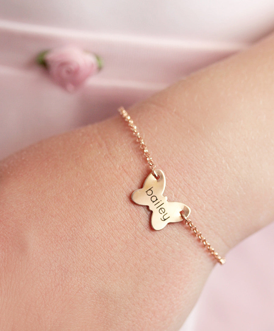 Children's Engraved Butterfly Bracelet