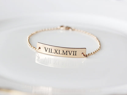 Engraved Bar Bracelet: Thick Bar