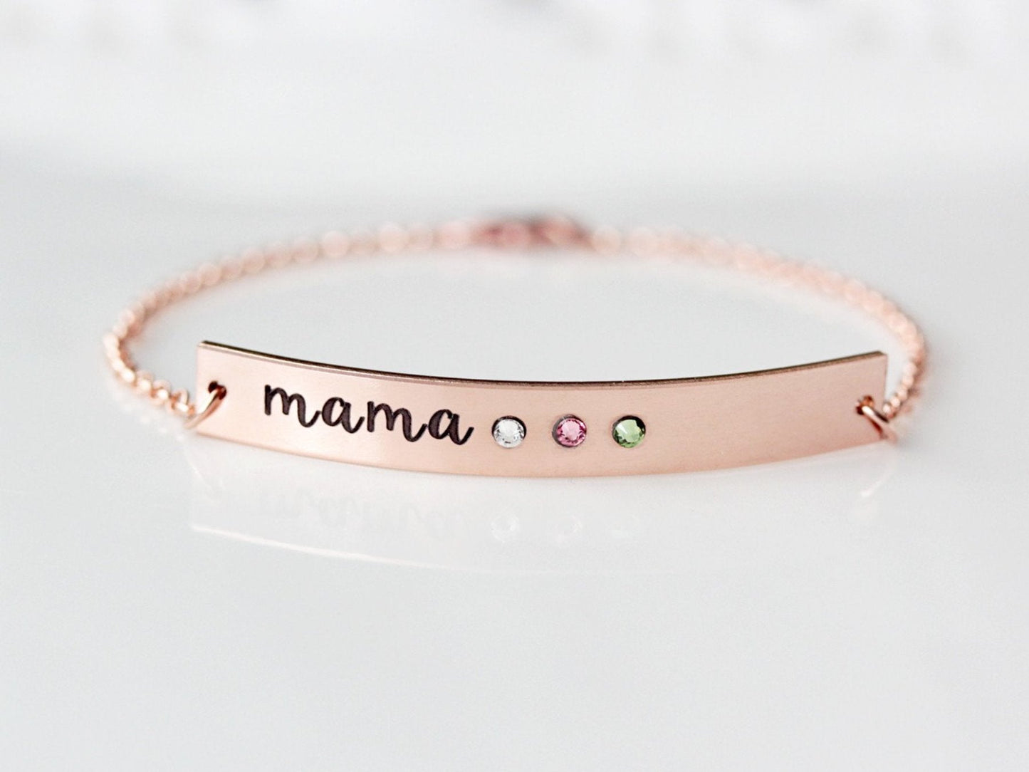 Engraved Birthstone Bracelet: Thick Bar