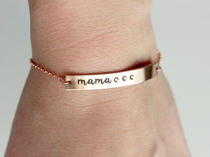 Engraved Birthstone Bracelet: Thick Bar