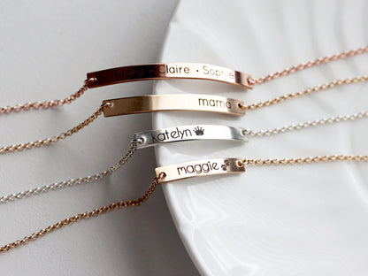 Engraved Bar Bracelet: Thin Bar