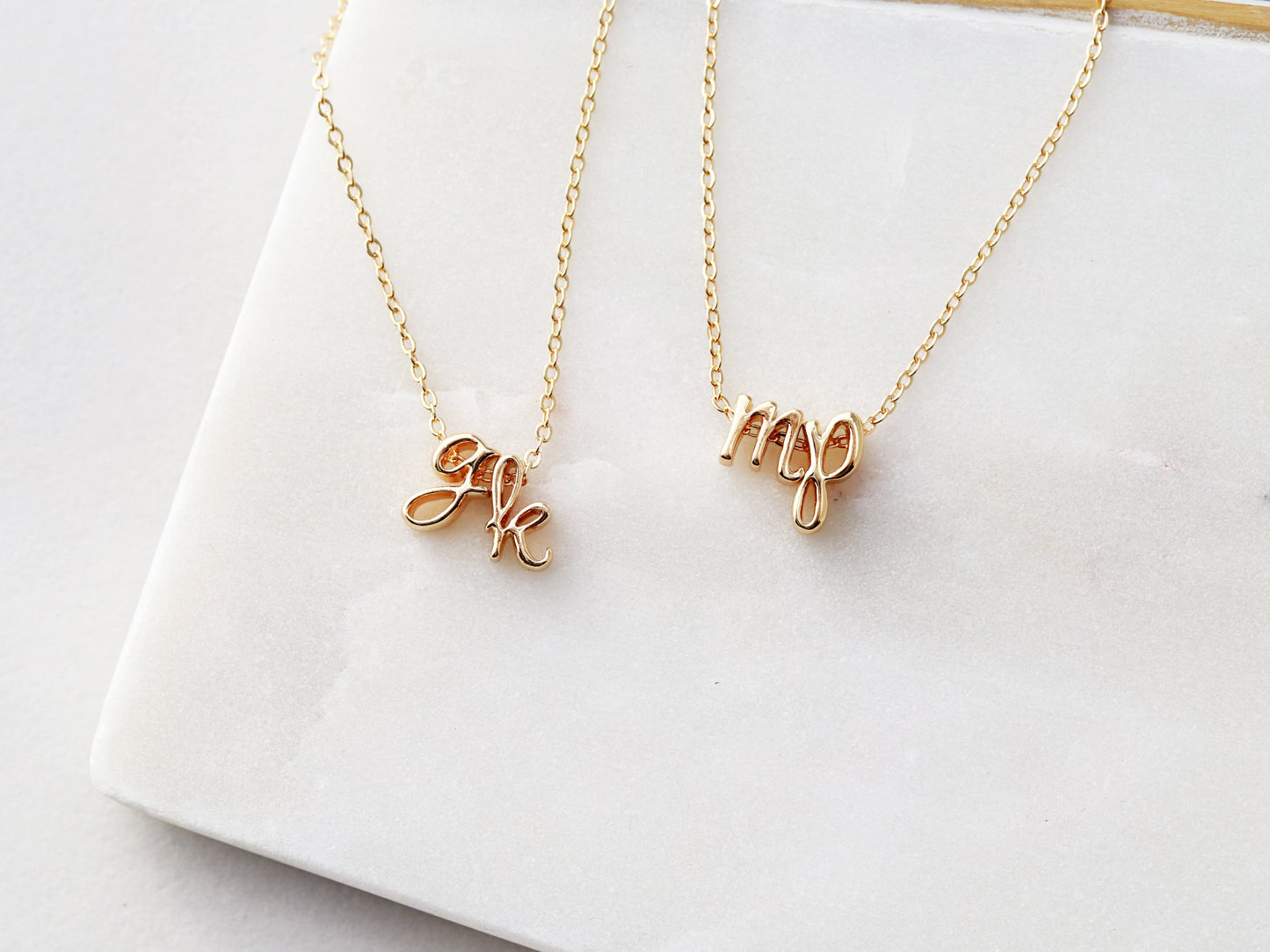 Double Cursive Initial Necklace