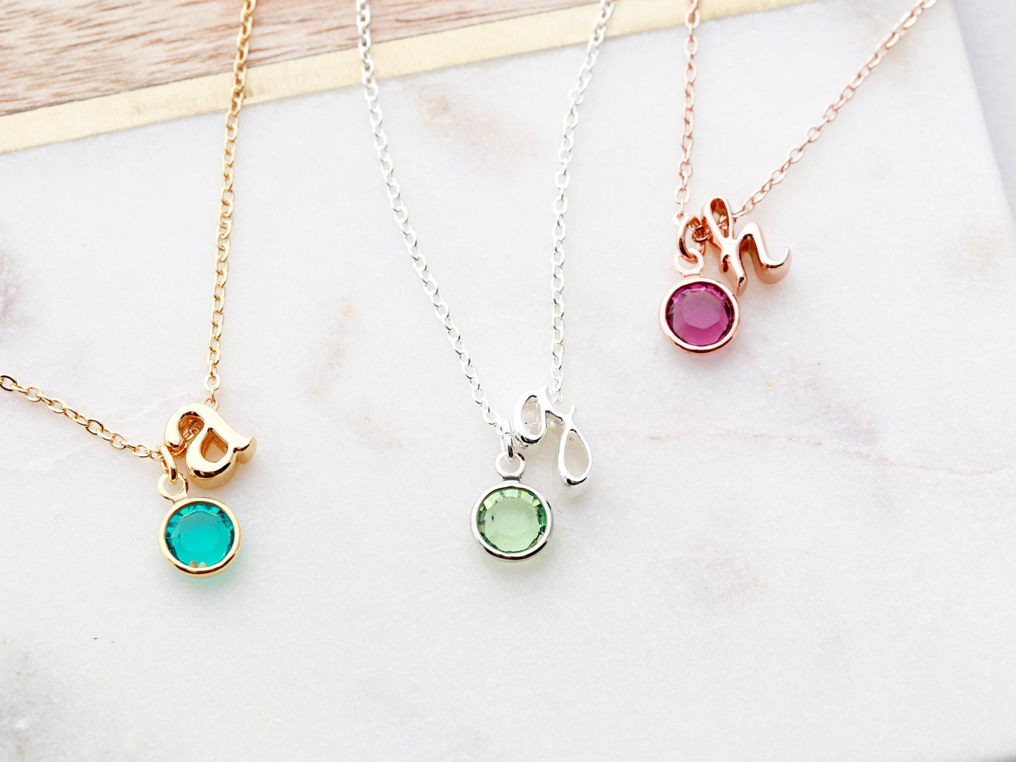 Initial and Birthstone Necklace