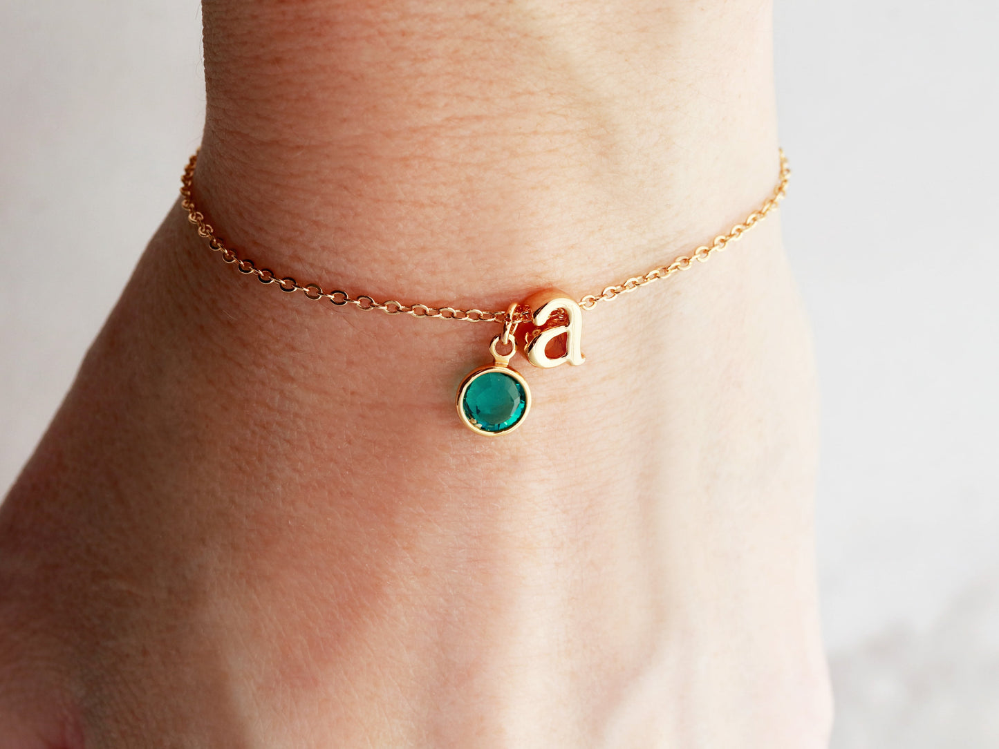 Initial and Birthstone Bracelet