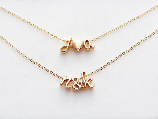 Triple Charm Cursive Necklace