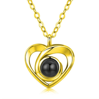 18K Gold-Plated Heart Projection Photo Necklace