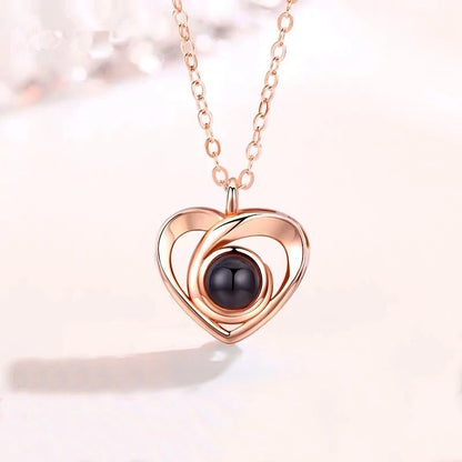 18K Gold-Plated Heart Projection Photo Necklace