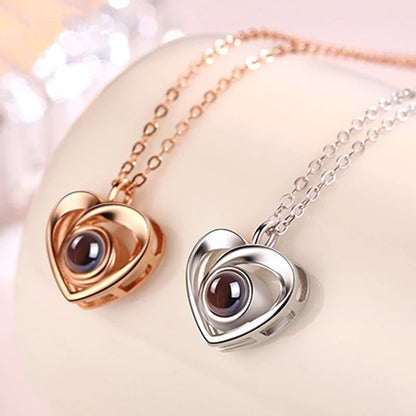 18K Gold-Plated Heart Projection Photo Necklace