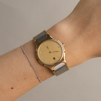 Vintage YSL Pave Bold Two Tone Watch