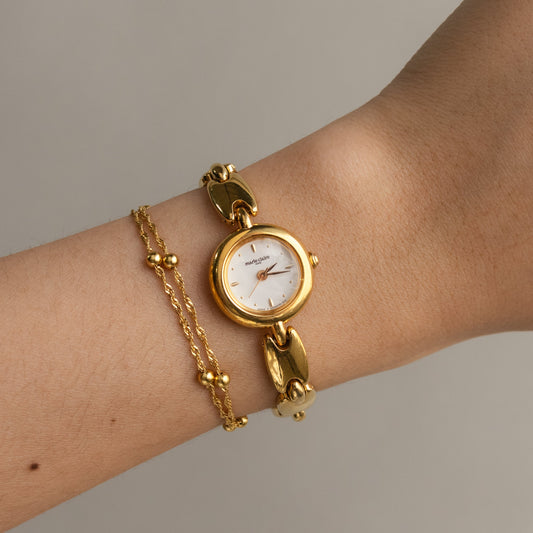 Vintage Marie Claire Slim Round Gold Watch