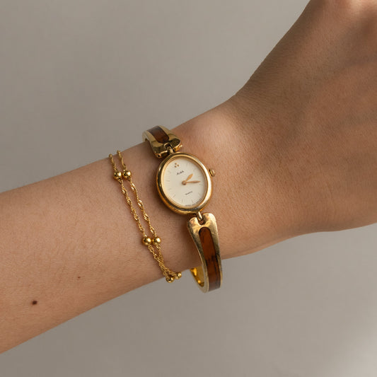 Vintage Alba Round Cuff Gold Watch