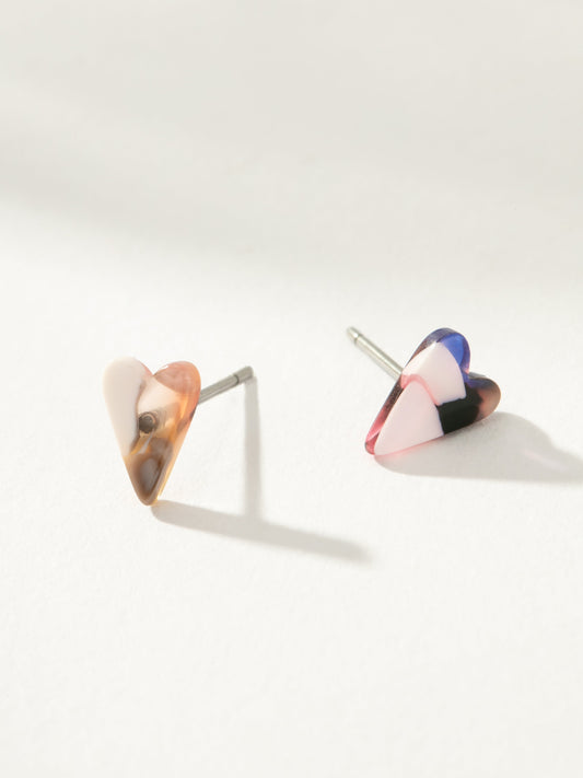 Resin Heart Stud Earrings