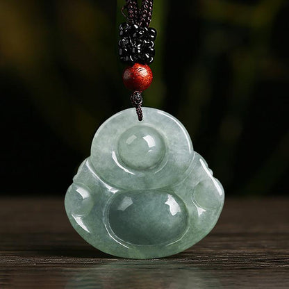 Jade Laughing Buddha Necklace - Promote Happiness & Good Luck