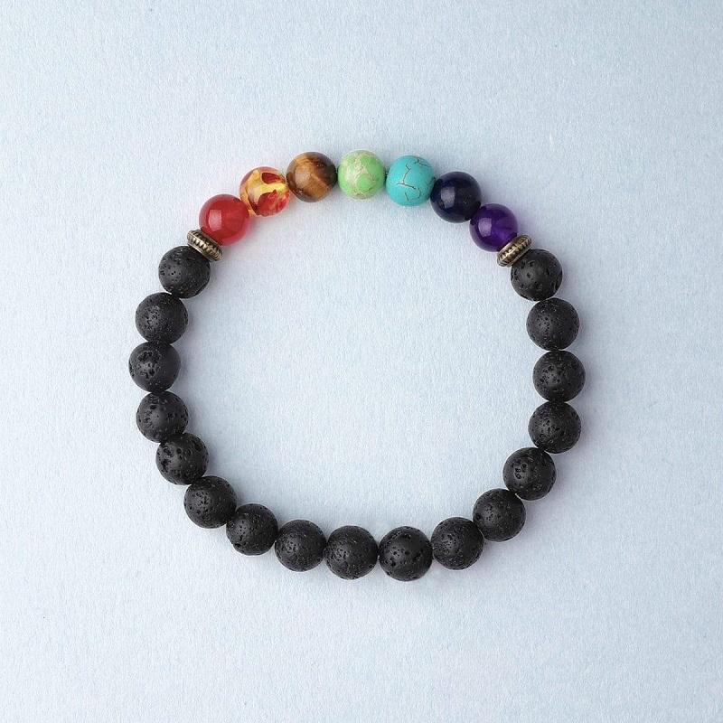 7 Chakra Lava Stone Bracelet - Essential Oil Diffuser