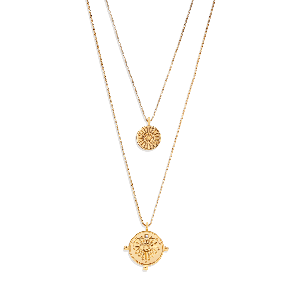 Layered Evil Eye Coin Necklace