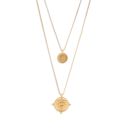 Layered Evil Eye Coin Necklace