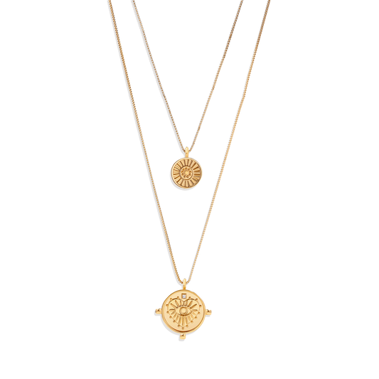 Layered Evil Eye Coin Necklace