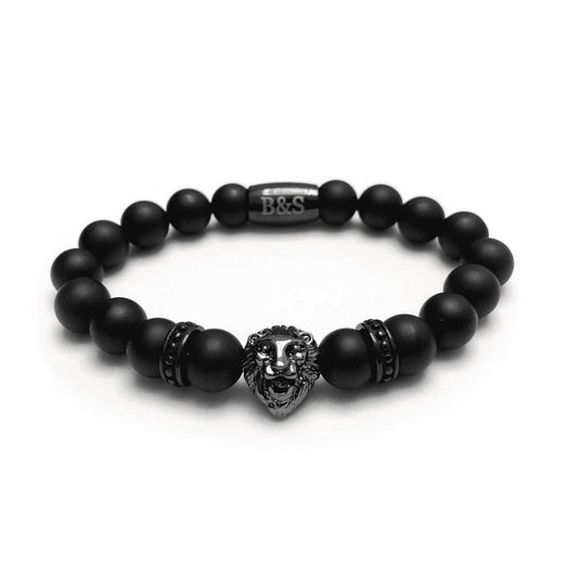 Black Lion & Black Stones Bracelet