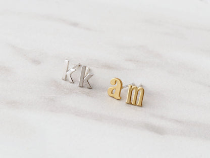 Lowercase Initial Earrings | Silver, Gold