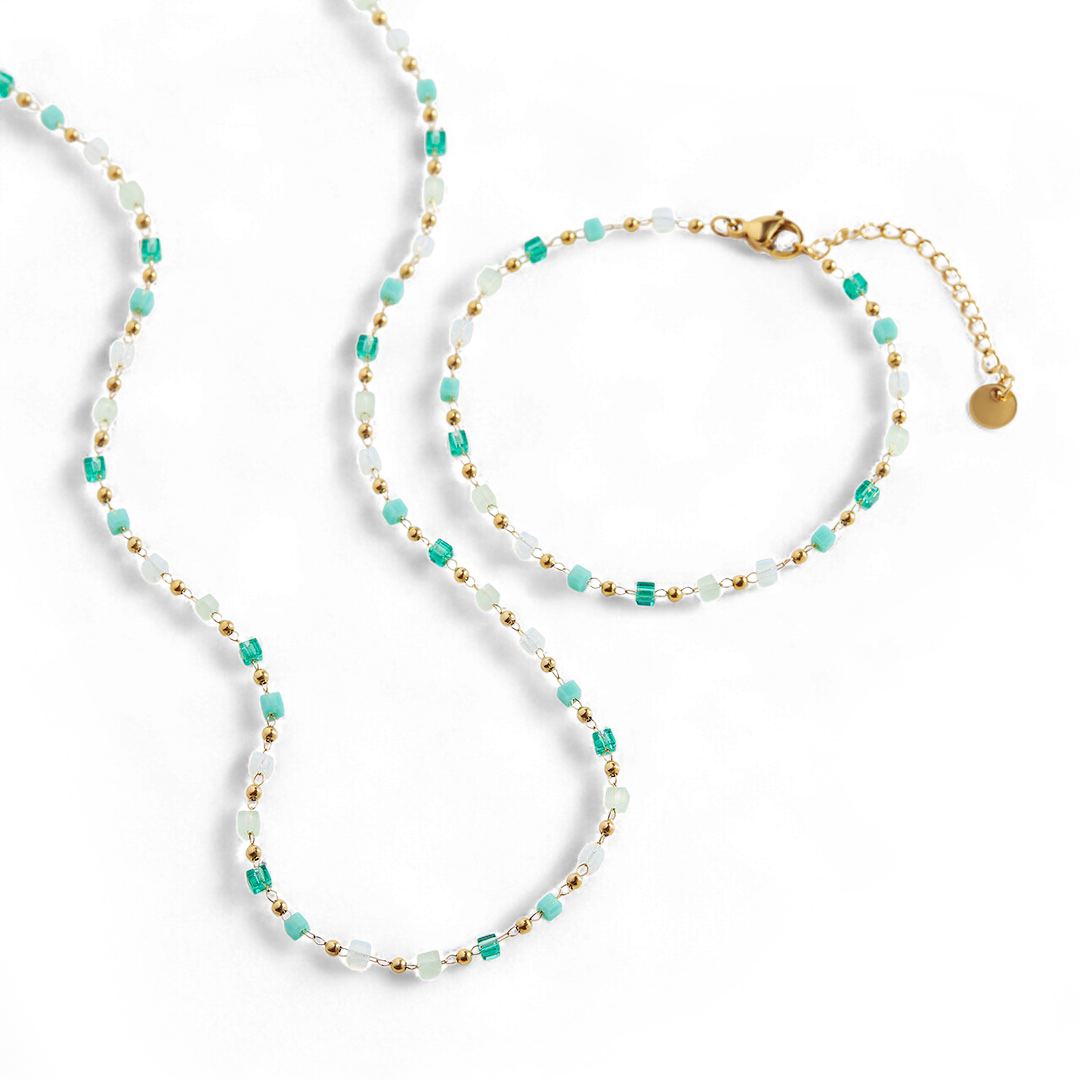 Beaded Beach Bracelet and Choker Necklace Set