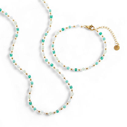 Beaded Beach Bracelet and Choker Necklace Set