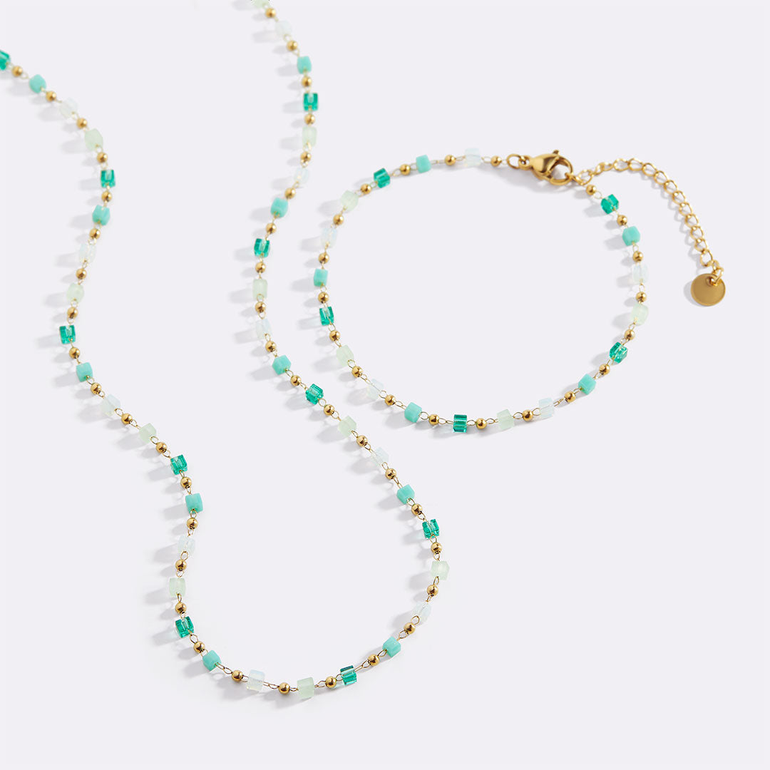 Beaded Beach Bracelet and Choker Necklace Set