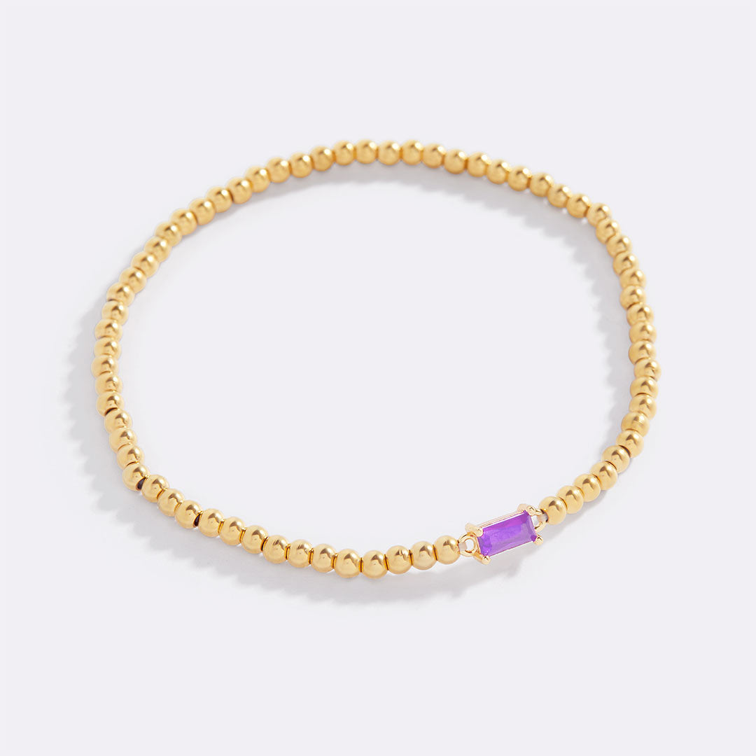 Gold Beaded Birthstone Bracelet