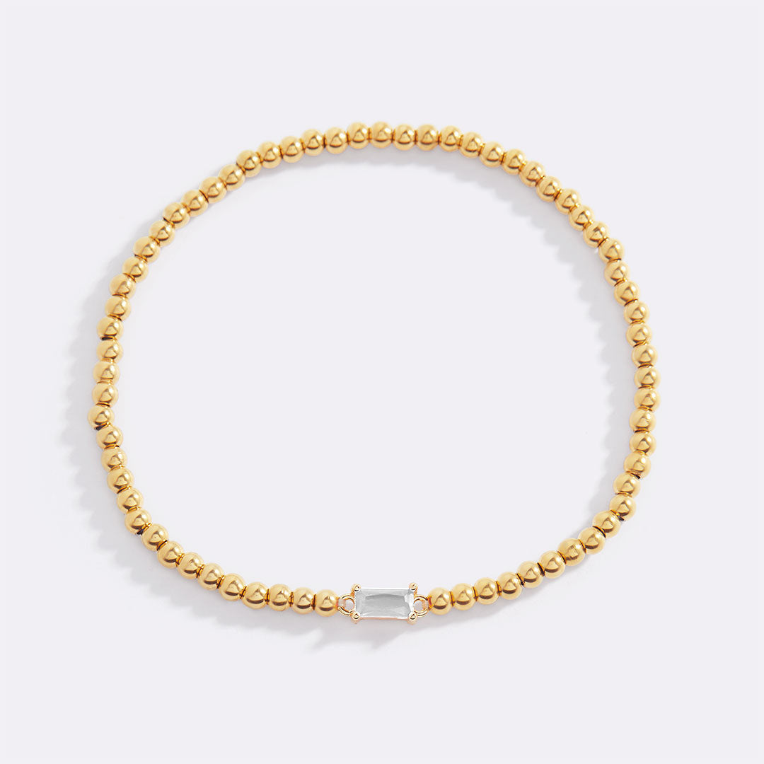 Gold Beaded Birthstone Bracelet