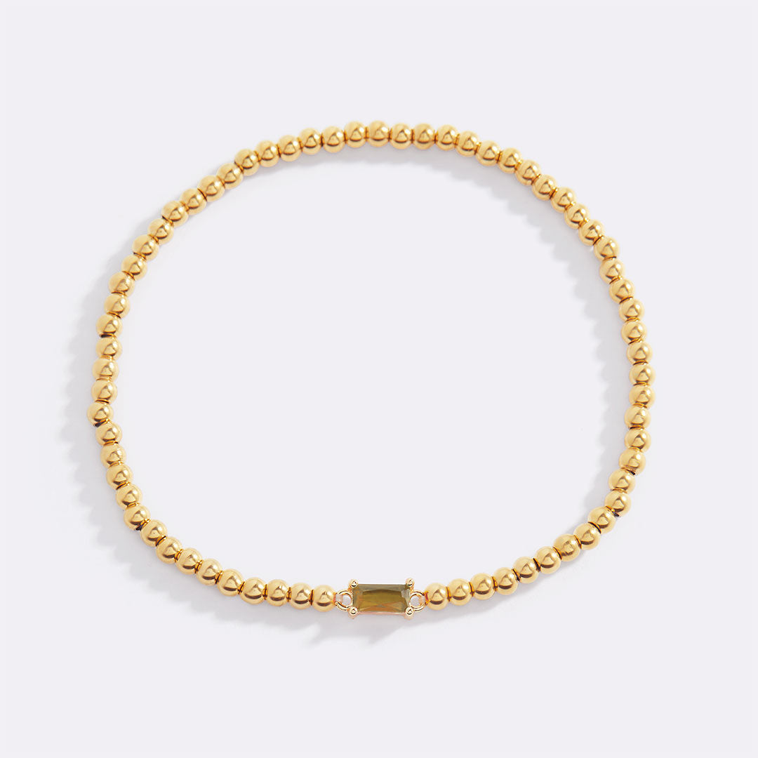 Gold Beaded Birthstone Bracelet