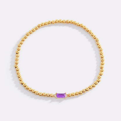 Gold Beaded Birthstone Bracelet