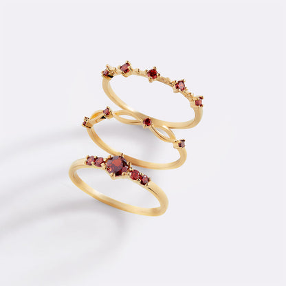 Braided Birthstone Stacking Ring Set