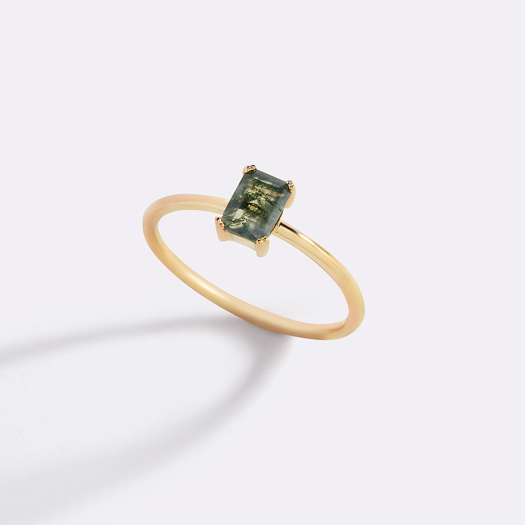 Dainty Moss Agate Ring