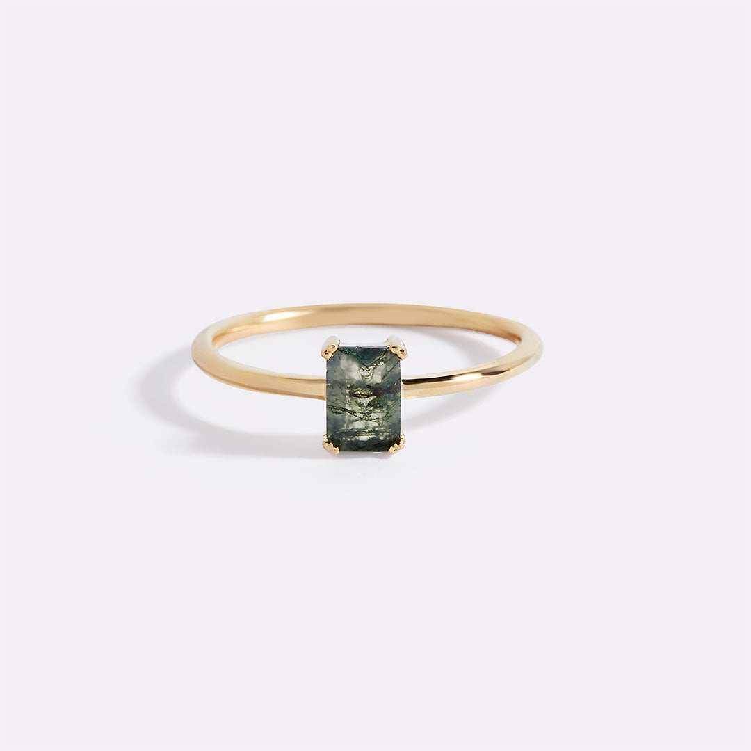 Dainty Moss Agate Ring