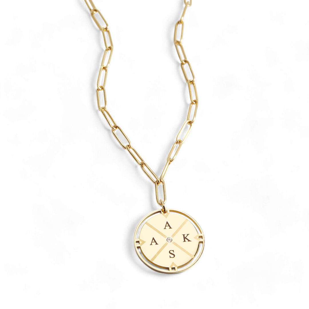 Personalized Compass Pendant Necklace