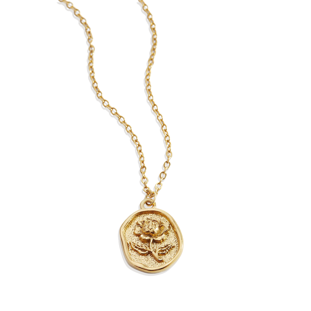 Stamped Rose Pendant Necklace