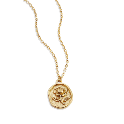 Stamped Rose Pendant Necklace