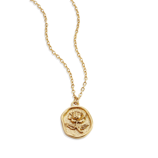 Stamped Rose Pendant Necklace