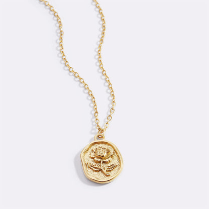 Stamped Rose Pendant Necklace