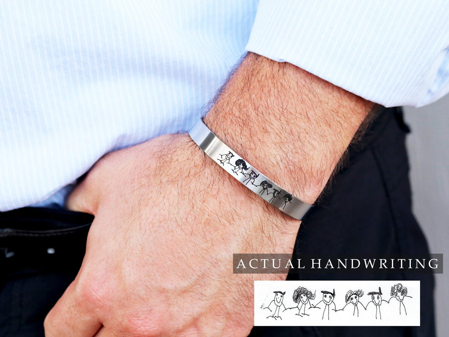 Men's Handwriting Cuff Bracelet