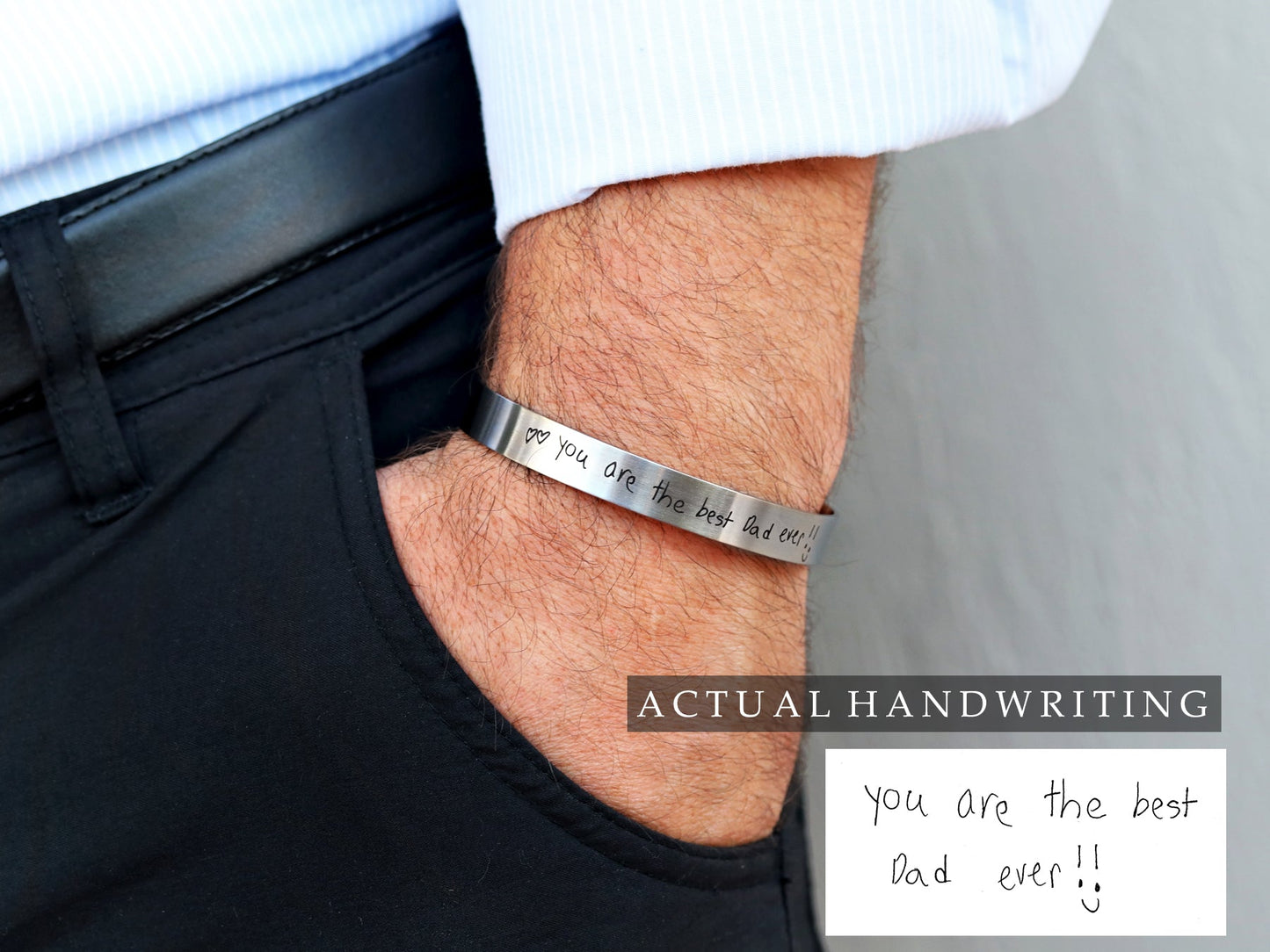 Men's Handwriting Cuff Bracelet