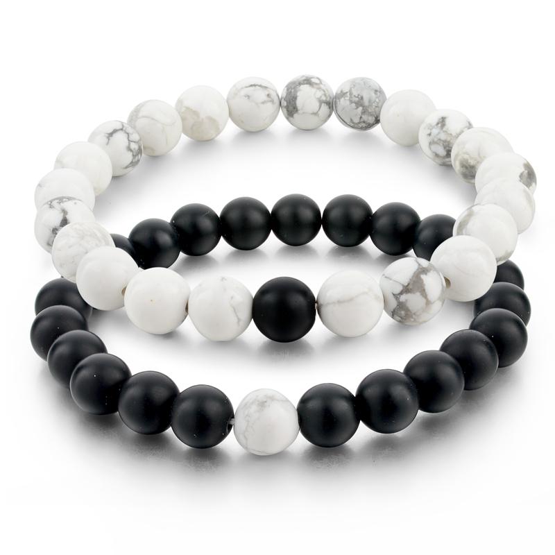 Black & White Distance Bracelets Bundle - For Couples