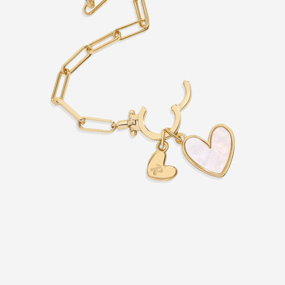 Mother Of Pearl Initial Heart Charm Bracelet