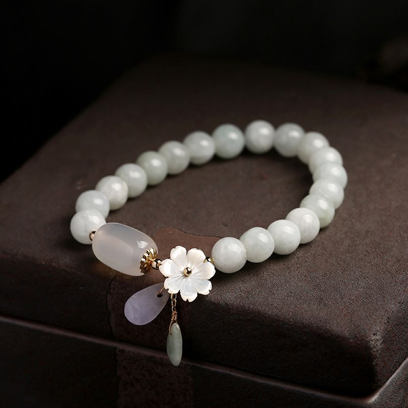 Natural Light Green Jade Bead Bracelet - Luck & Harmony