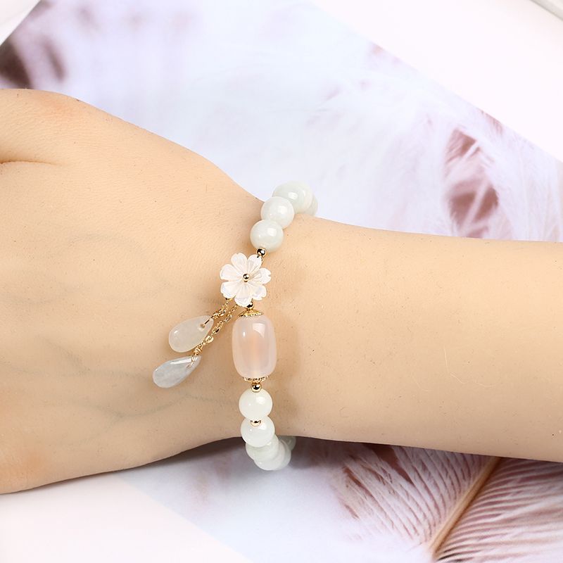 Natural Light Green Jade Bead Bracelet - Luck & Harmony